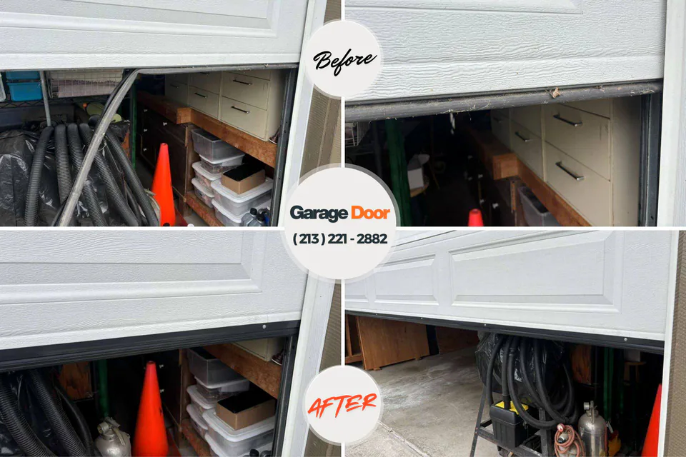 Before and after: garage door repair Greenlawn, NY